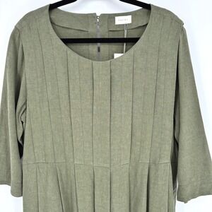 Poetry UK Linen Ecovera Blend 3/4 Sleeve Pleated Maxi Dress Green Sz US 12 NWT